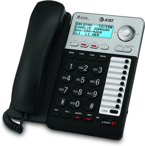 Professional 2-Line Corded Phone with 100-Contact Phonebook & Speakerphone - Zdjęcie 10 z 11