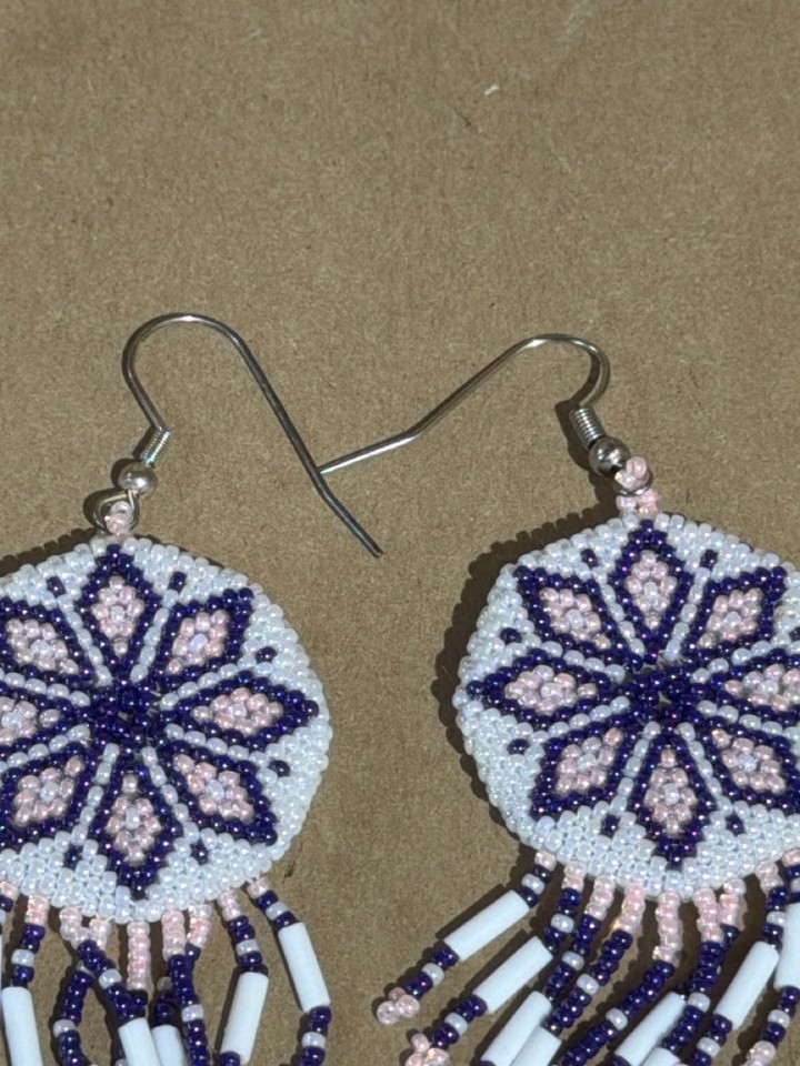 Center Finger Sign HAND BEADED, HAND CRAFTED EARRINGS,IN VERY GOOD CONDITION (B33008330 ...
