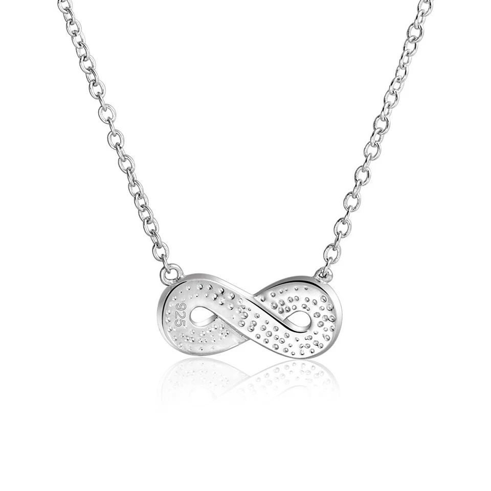 Collar Colgante Infinito Ópalo Azul Nudo Amor Eternidad Plata de Ley Foto 3 de 4