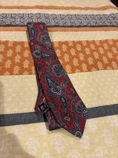 Robert Talbott Men's Handmade Silk Paisley Tie Red Blue Gray Pointed