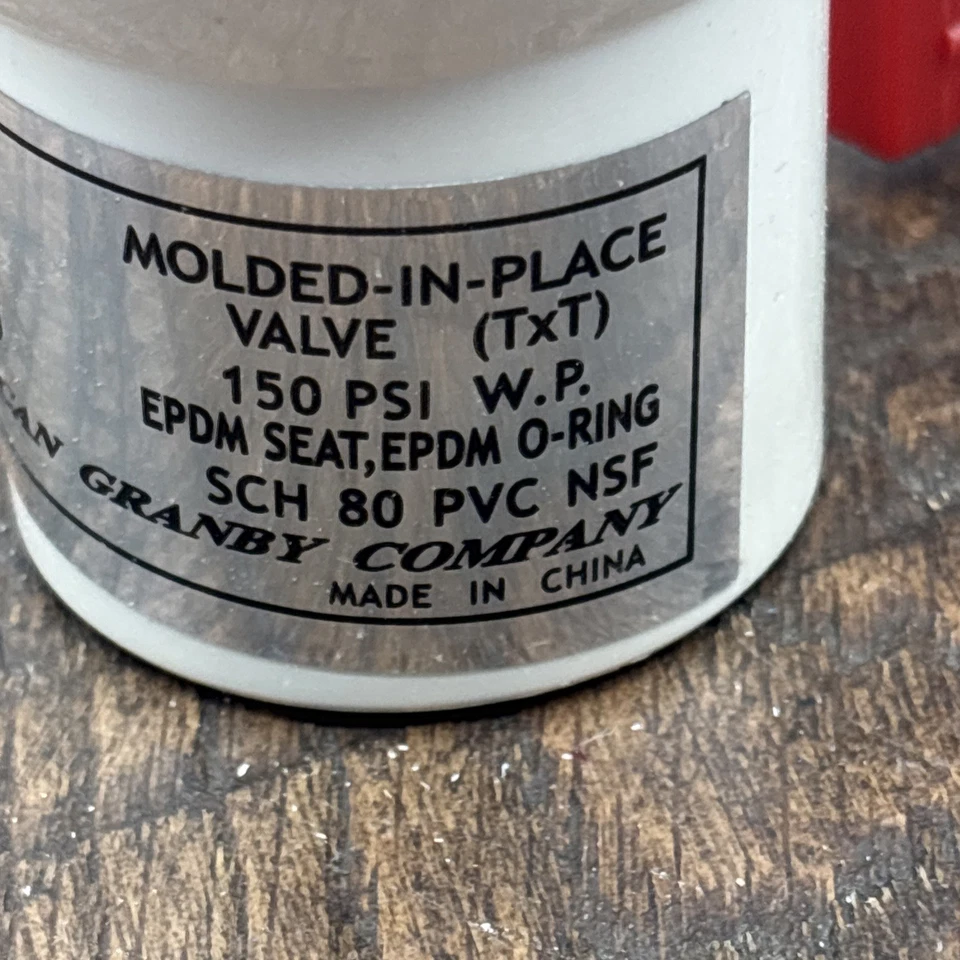 3/4Inch PVC Threaded Ball Valve - Red Handle - Image 4 of 4