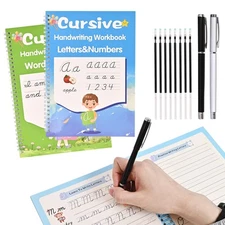 Grooved Cursive Handwriting Workbook,Magic Grooved Writing Practice Cursive f...