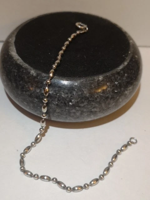 Vintage Sterling Silver Ball & Oval Bead Fancy Chain Bracelet 925