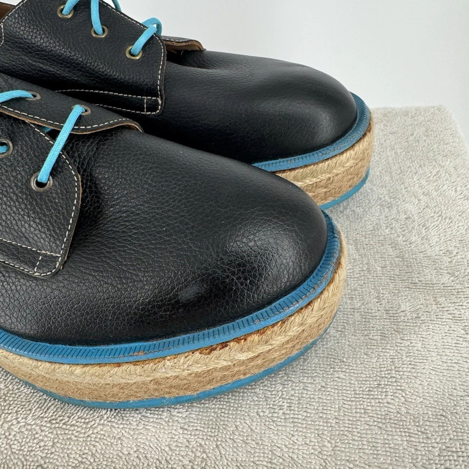 John Fluevog shoes unisex mens womens 7 8 black oxford leather espadrille - Image 3 of 4