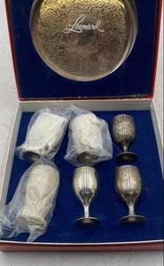 Vintage Leonard Silver Plated 7-Piece Goblet Shot Cups Cordial Set With Box