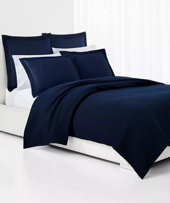 Ralph Lauren Navy Blue KING Kaia Matelassé Coverlet Bedspread. $385