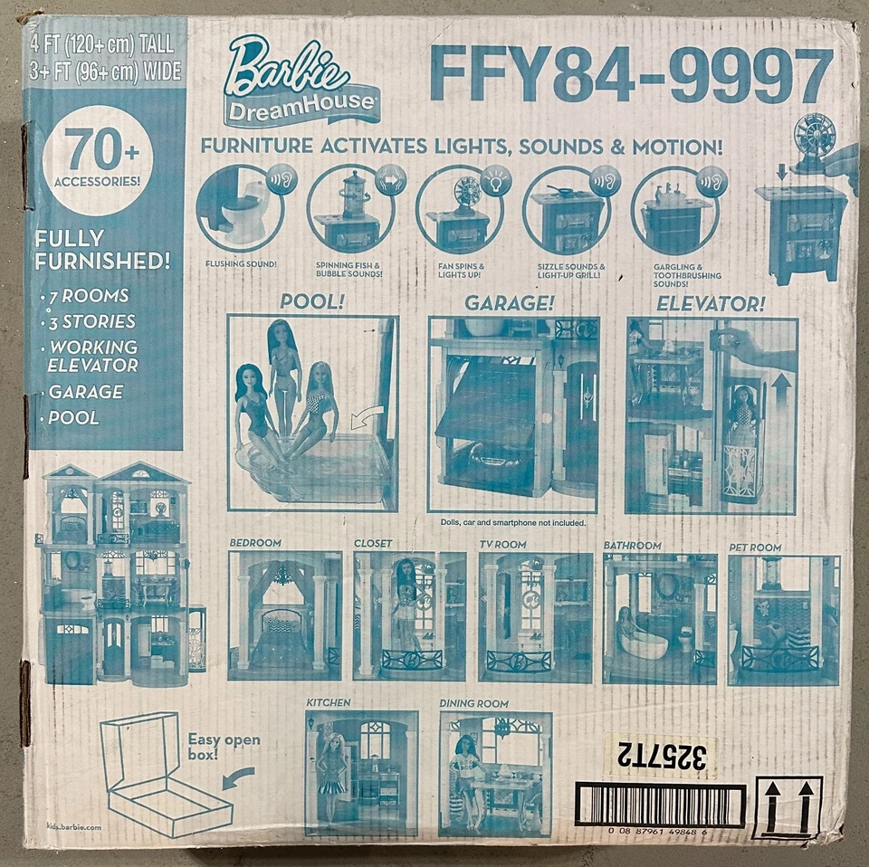 Barbie Mattel 3 pisos rosa amueblado muñeca casa de pueblo casa de ensueño 4 pies - caja usada Foto 4 de 4