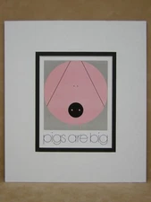 Edie Harper Pigs Are Big Mini Art Pink Pig Matted Art Card