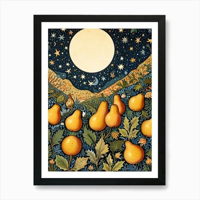William Morris Pears In The Moonlig Framed Wall Art Poster Canvas Print Picture