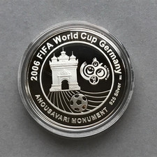 LAOS  Silver coin 1500 Kip  2006  FIFA  WORLD CUP  GERMANY  Proof
