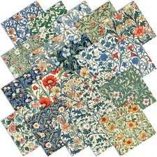 60 Pcs 10 X 10 Inch William Morris Floral Quilting Fabric Squares Vintage Floral