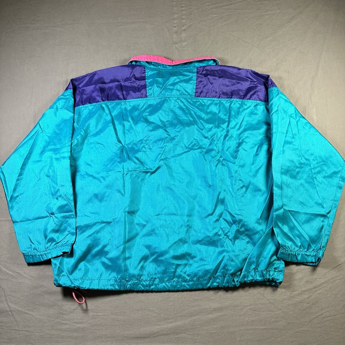 Vtg 80s Columbia Sportswear Pullover Windbreaker Pink Teal