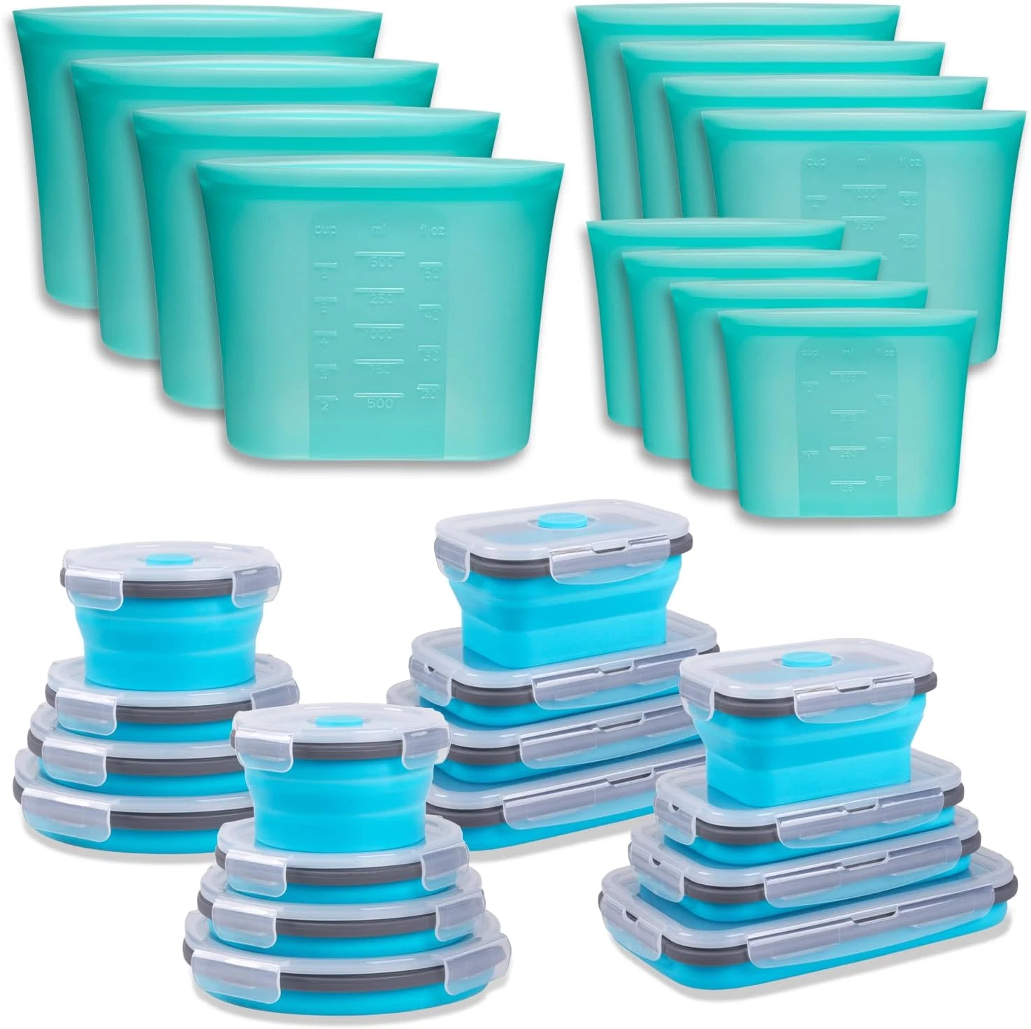 12 Silicone Food Storage Bags & 16 Collapsible Containers Set
Opens in a new window or tab