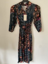 Monsoon blue multi 3/4 sleeve button up dress, BNWT, size 8