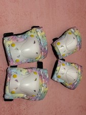 Kids Colorful Rainbow With Unicorn Knee And Elbow Pads.