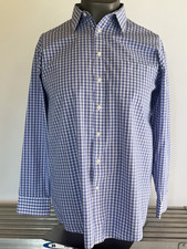 Stafford Travel Performance Super Shirt Men s 17 1/2 34-35 Blue Plaid LS
