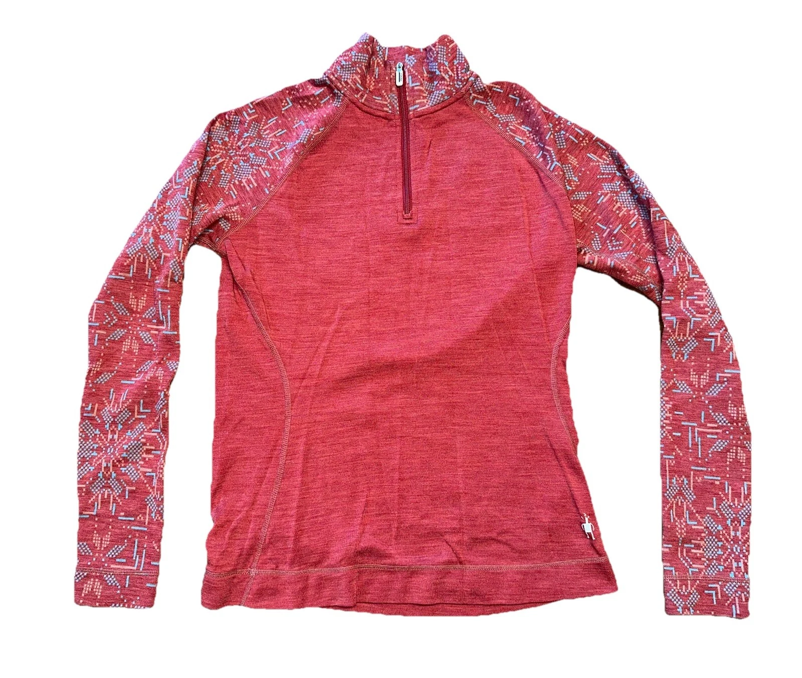 Smartwool 1/4 Zip Pullover Red Long Sleeve Merino Wool 250 Base Layer Top Sz S