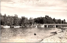 RPPC Big Iron River Boats Bridge Silver City Michigan c1950s Real Photo