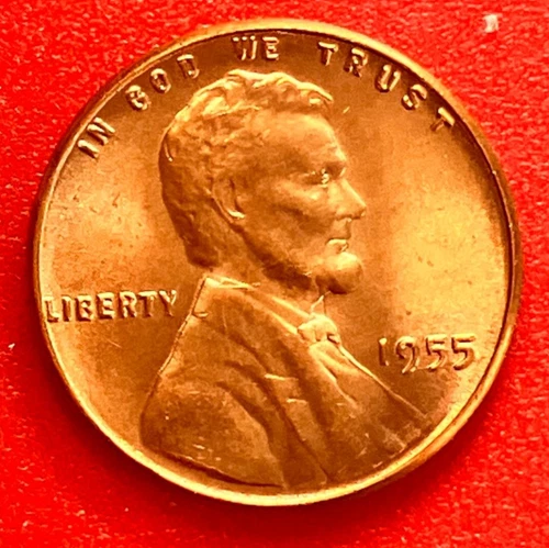 1955-P Lincoln Wheat Cent Penny GEM RED BU From an Original Bank Roll