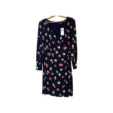 NWT Lauren Ralph Lauren Black Floral Print Long Sleeve Wrap Dress - Size 16