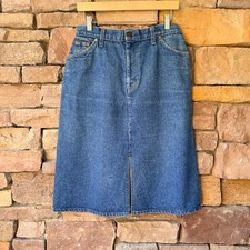 VTG Orange Tab USA Levi Strauss 15 Women's Denim A-Line Midi Skirt Button Fly