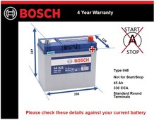 Battery fits TESLA MODEL 3 5YJ3 2017 on Bosch 048 330A 45Ah 4Yr Warranty Quality