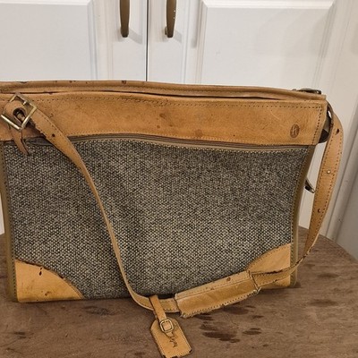 Vtg Hartmann Luggage Weekender Brief Case Carry On Bag Tweed Leather 14X 16 READ