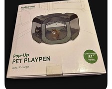 FurHaven Pop-Up Pet Playpen Gray XL Fabric 51" Diameter x 29.5" Tall