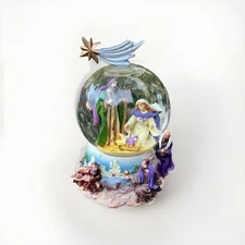 Nativity Scene VTG JC penney musical snow globe Mary Joseph Baby Jesus Wise Men