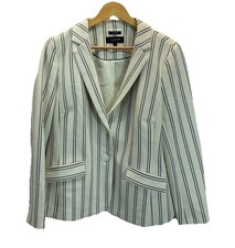 TALBOTS Aberdeen pin striped Ivory black Blazer Jacket size 12 office city
