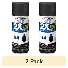 (2 pack)Black, Rust-Oleum American Accents 2X Ultra Cover Flat Spray Paint-12 oz