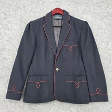 Ralph Lauren Vintage Wool Western Equestrian Blazer Navy Red Piping USA Made 8