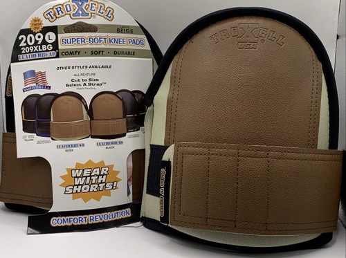 Troxell USA Super-Soft Leatherhead Knee pads 209XLBG Large Beige Adjustable New