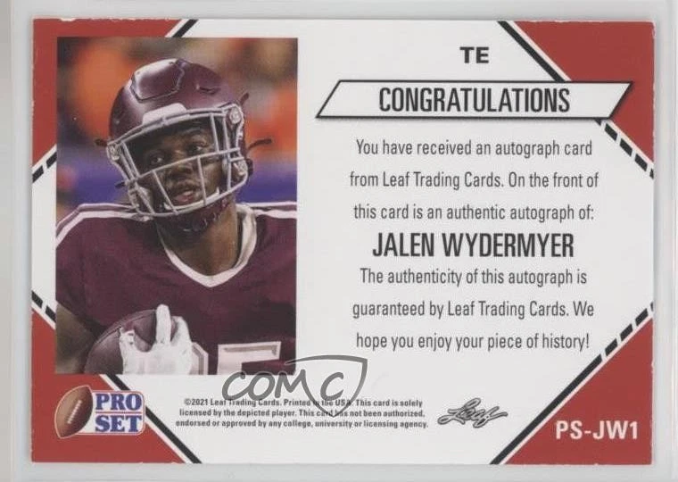 2021 Leaf Pro Set College Auto Gold Jalen Wydermyer #PS-JW1 Auto - Image 2 of 2
