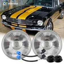 Pair 7" inch Round LED Headlight Glass Housing ORIGINAL CLASSIC LOOK Conversion