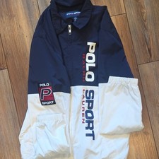 Polo Sport Ralph Lauren Big Kid's Zip Jacket Navy White Mesh Lining Logo Accents