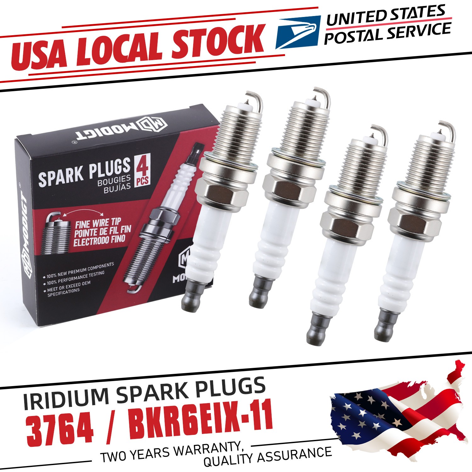 4PCS Replacement For NGK 3764 BKR6EIX-11 Spark Plugs Iridium IX US FREE SHIPPING