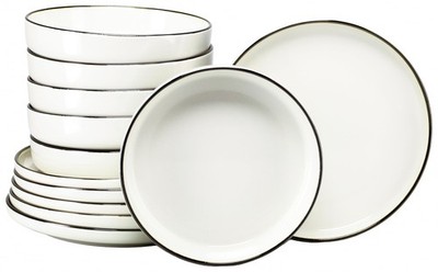 CreaTable 24793 Tafelservice Serie Nordic Festive Creme 12-tlg. 6 Personen