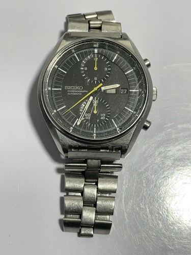 Vintage Seiko Automatic Jumbo Watch Men Silver  6138-3009 Chronograph RARE
