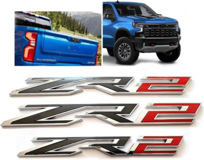 3Pcs ZR2 Emblems Fender Rear Badge for 2022-2024 Silverado Colorado Chrome