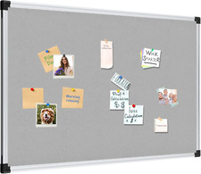 Bulletin Board 36 X 24 Inch, Grey Fabric Cork Board 3' X 2' with Sliver Alumin