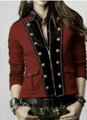 3 Ralph Lauren DENIM & SUPPLY RED BLACK GOLD BUTTON BAND MILITARY JACKET S - Image 1 of 4