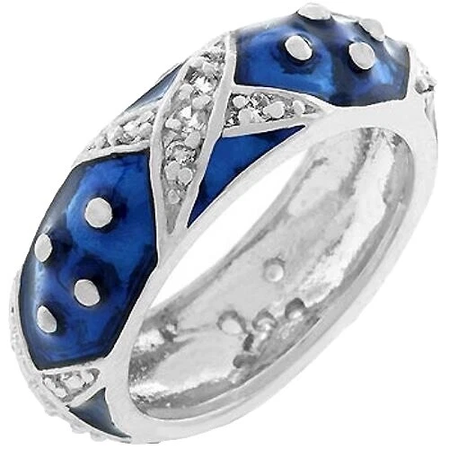 Enamel Rhodium Plated Band Fashion Rings
