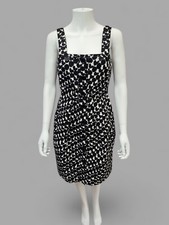 Country Road Black & White Dress Pockets Strap Sleeve Canvas Heavyweight Size 10