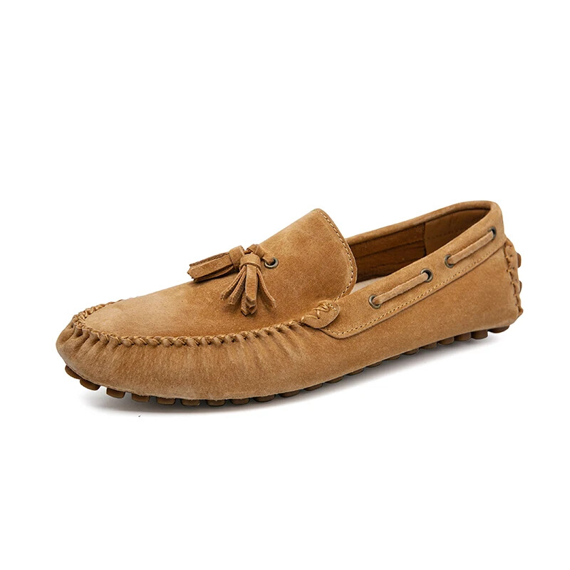 Men Loafers Genuine Leather Shoes Men Warm Flats Driving Shoes