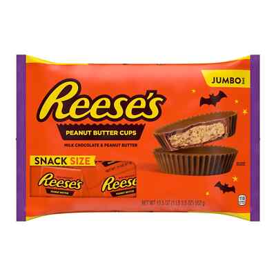 Reese's Milk Chocolate Peanut Butter Snack Size, Halloween Cups Candy Jumbo Bag