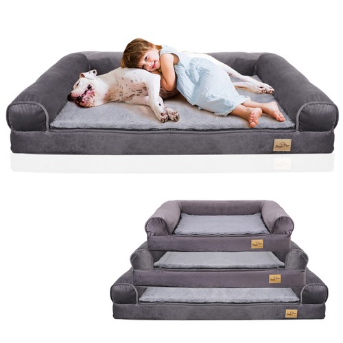 Sofá cama lavable ortopédico extra grande para mascotas duradero Jumbo perro M-XL 88-176 lb - Imagen 2 de 17