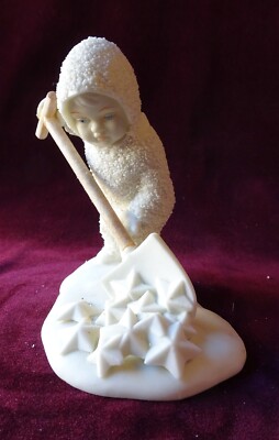 Department 56 ''So Much Work To Do'' Winter Tales Snowbabies, Shoveling Stars 1993