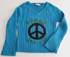 Suéter Pullover Mujer Kosiuko Años 80 Azul Paz Manga Larga Acanalado Bordado M
