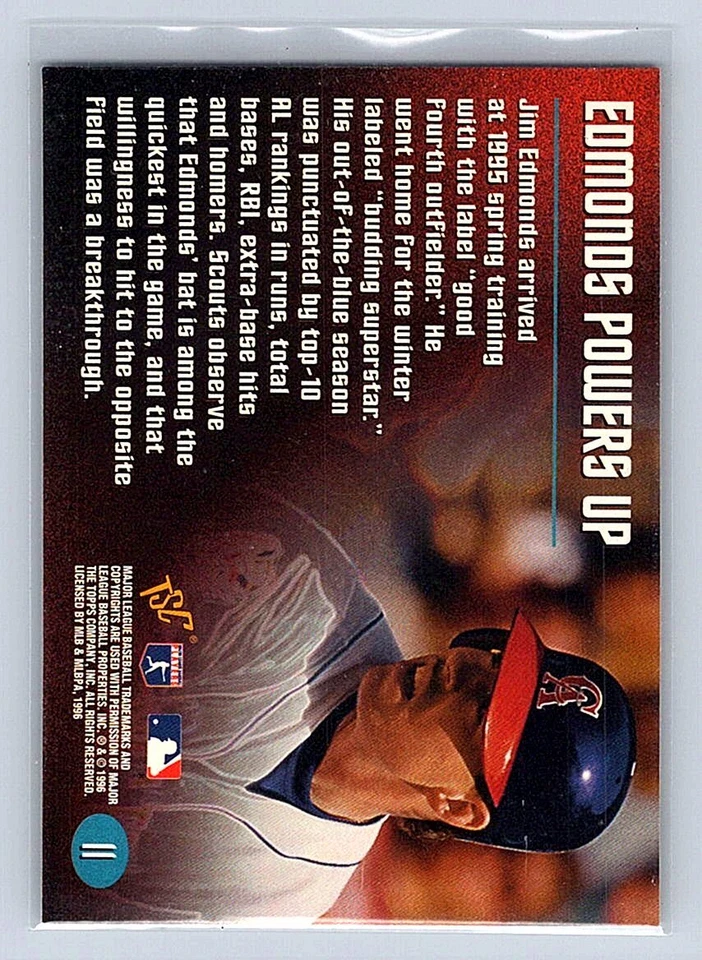 1996 Stadium Club  #11 Jim Edmonds - Image 2 of 2